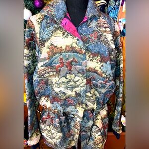 Vintage women’s large horse horse riding tapestry jacket